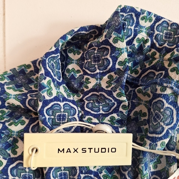 NWT Max Studio Shorts Paperbag Waist & Belt  Blue & White Lightweight XLarge - Picture 5 of 11